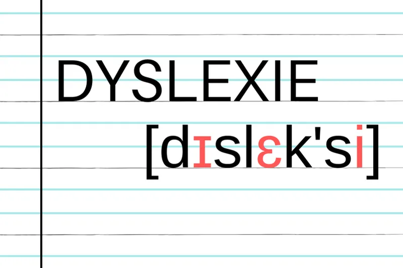 Een schrift met het woord DYSLEXIE en de fontische weergave